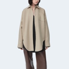 로에베 울 앤 캐시미어 오버셔츠 베이지