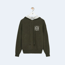 로에베 울 자카드 카키 후디