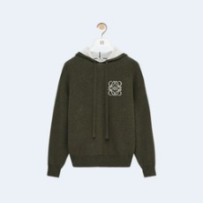 로에베 울 자카드 카키 후디