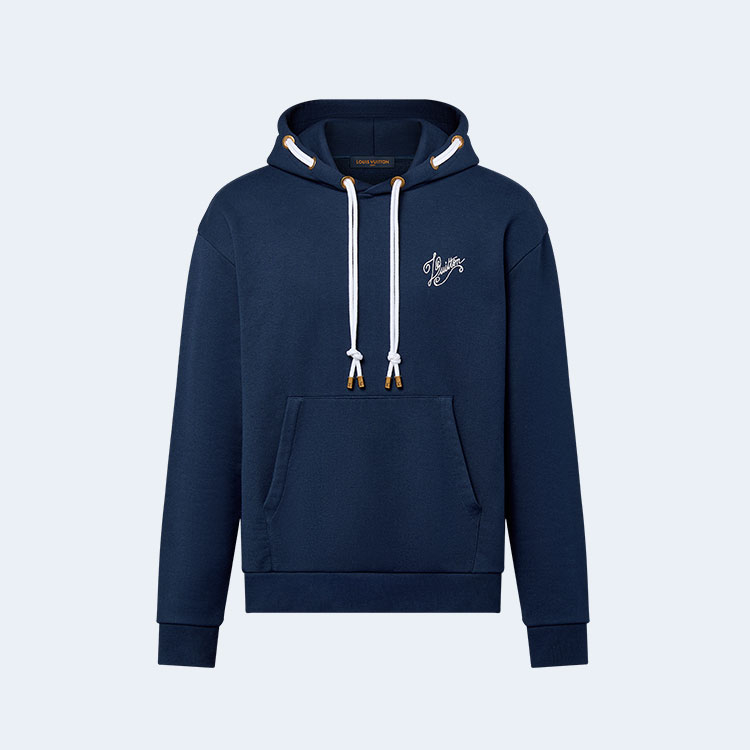 루이비통 코튼 저지 후드 네이비 블루 1AFR35