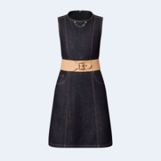 루이비통 아일릿 벨트 데님 드레스 1AFGA5
