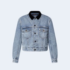 루이비통 벨벳 액센트 데님 재킷