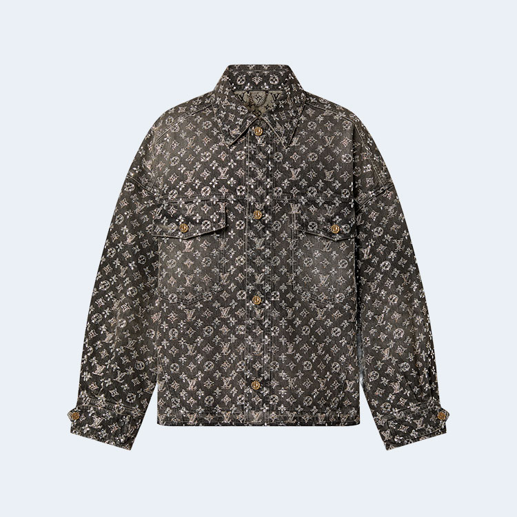 루이비통 메이드 투 오더 엠브로이더드 모노그램 데님 오버셔츠 1ABY92