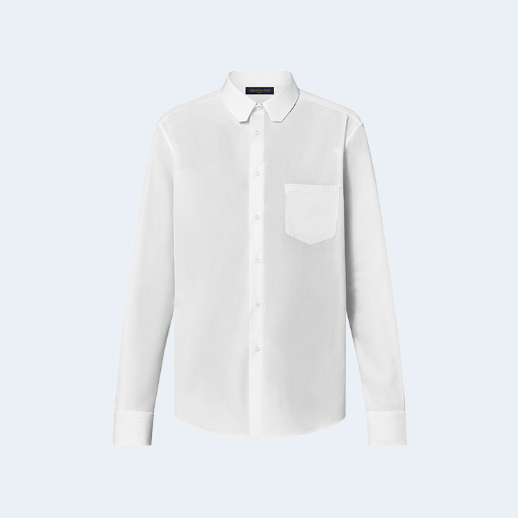 루이비통 엠브로이더드 롱 슬리브드 코튼 셔츠 1AFJVF