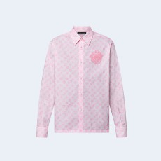 루이비통 모노그램 프린티드 롱 슬리브드 코튼 셔츠 1AFQ03