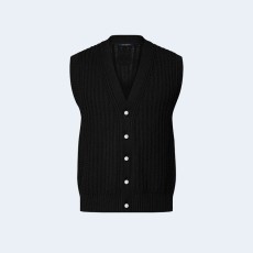 루이비통 케이블 패턴 브이넥 메리노 울 베스트 1AFIVD