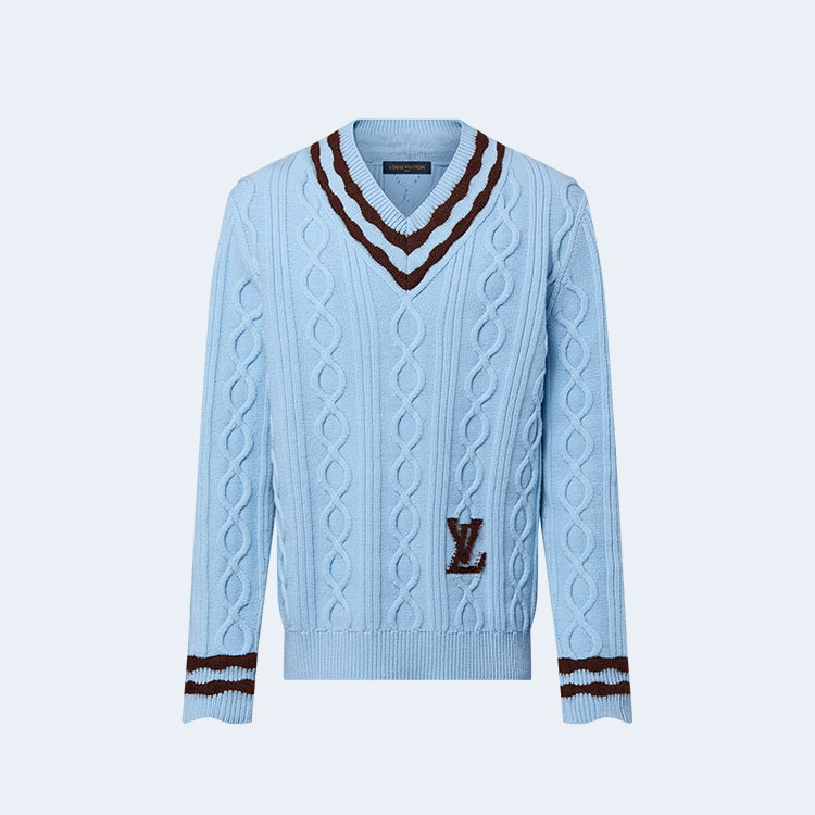 루이비통 케이블 니트 울 앤드 모헤어 V넥 풀오버 1AFPYY
