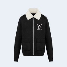 루이비통 시어링 칼라 울 블루종