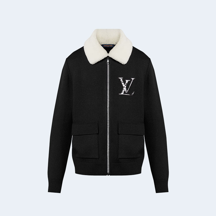 루이비통 시어링 칼라 울 블루종 1AFANO