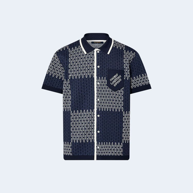 루이비통 다미에 자카드 쇼트 슬리브드 코튼 저지 쇼츠 1AFXS1