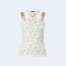 루이비통 플로럴 프린트 아일릿 벨트 탱크 톱 1AFGRK