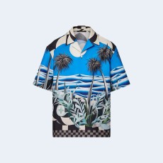 루이비통 프린티드 숏슬리브 코튼 셔츠 블루