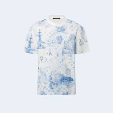 루이비통 프린트 코튼 피케 티셔츠