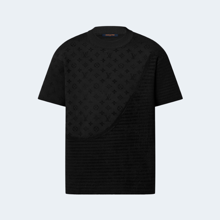 루이비통 그래픽 자카드 쇼트 슬리브드 크루넥 티셔츠