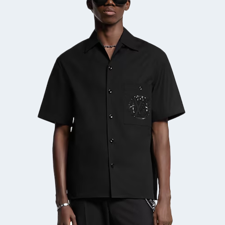 루이비통 엠브로이더드 쇼트 슬리브드 코튼 셔츠
