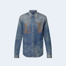 루이비통 피티드 롱 슬리브드 데님 셔츠 1AFXL5