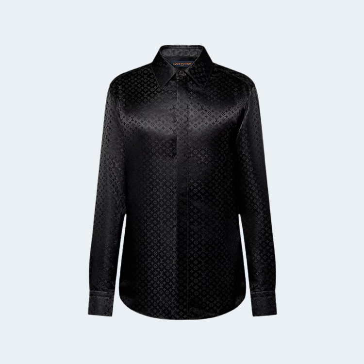 루이비통 모노그램 롱슬리브 실크 셔츠 블랙