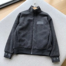 루이비통 레더 패치 플리스 블루종