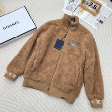 루이비통 레더 패치 플리스 블루종