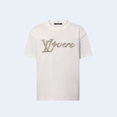 루이비통 자수 반팔 티셔츠 1AFR96