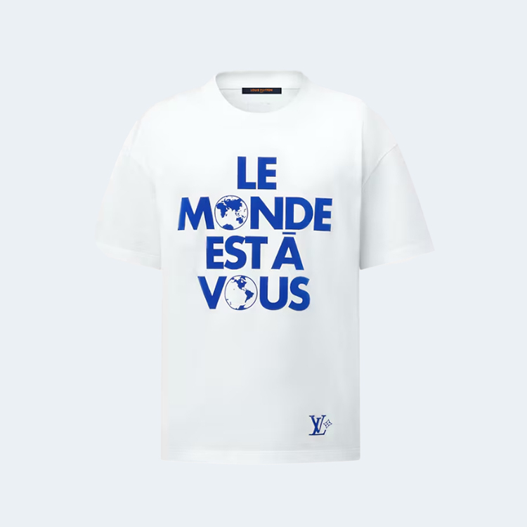 루이비통 블루 그래픽 코튼 티셔츠
