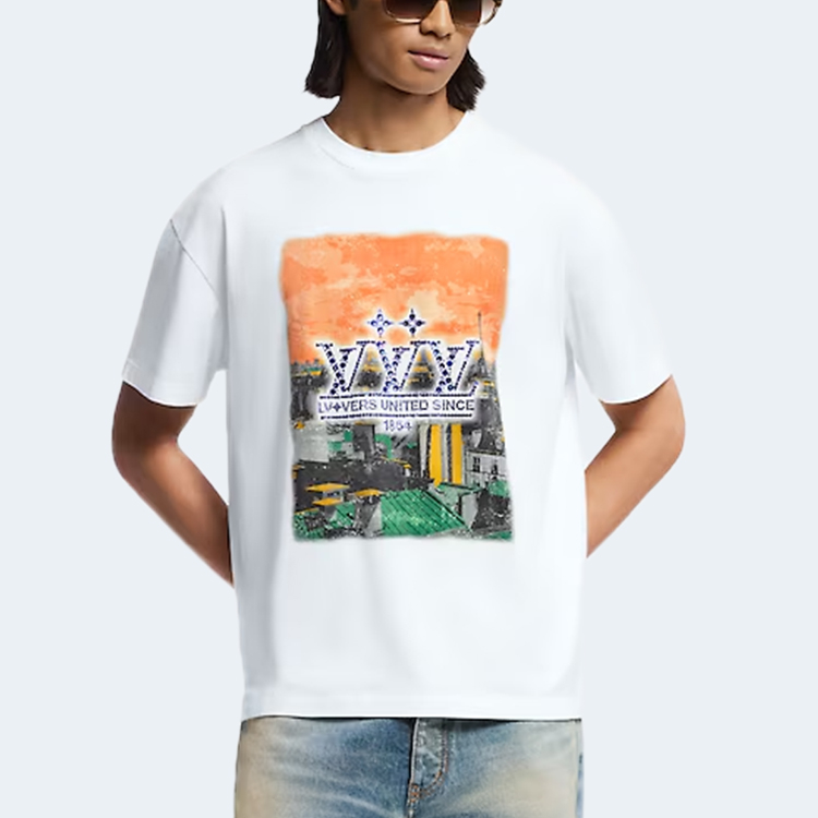 루이비통 엠벨리시드 그래픽 코튼 티셔츠