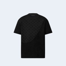 루이비통 그래픽 자카드 쇼트 슬리브드 크루넥 티셔츠