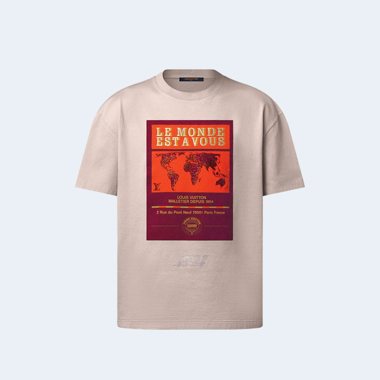 루이비통 그래픽 코튼 쇼트 슬리브 티셔츠 1ABJ9O