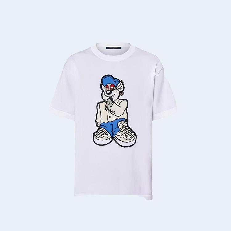 루이비통 프린티드 쇼트 슬리브드 코튼 티셔츠 1AATLF