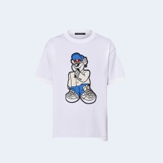 루이비통 프린티드 쇼트 슬리브드 코튼 티셔츠 1AATLF