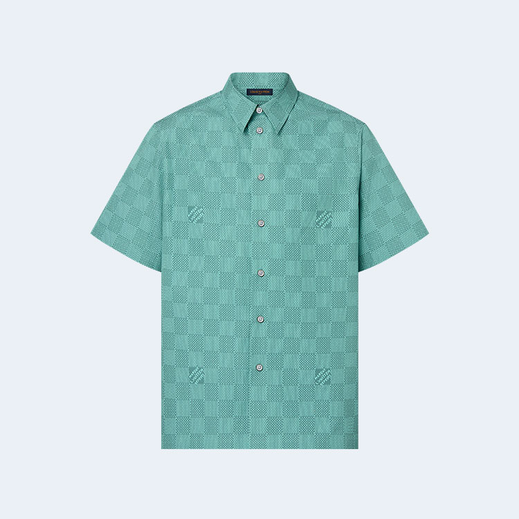 루이비통 프린티드 쇼트 슬리브드 코튼 셔츠 1AFQXX