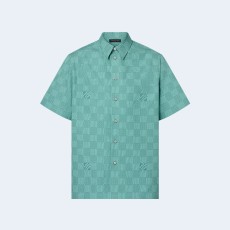 루이비통 프린티드 쇼트 슬리브드 코튼 셔츠 1AFQXX