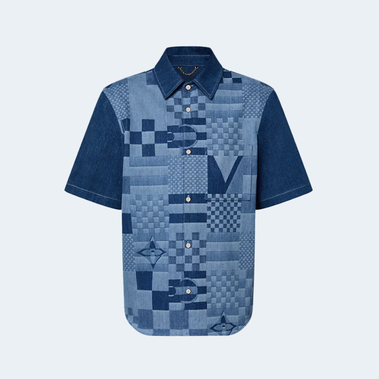 루이비통 프린티드 쇼트 슬리브 데님 셔츠