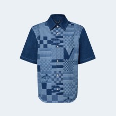 루이비통 프린티드 쇼트 슬리브 데님 셔츠