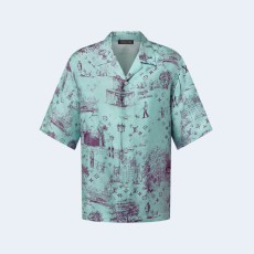 루이비통 모노그램 시티 워크프린티드 실크 반팔 셔츠
