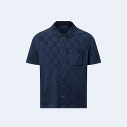 루이비통 다미에 프렌치 테리 쇼트 슬리브드 코튼 블렌드 셔츠 1AGK5