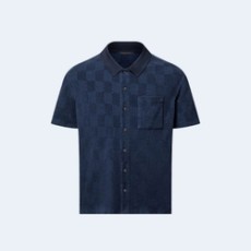 루이비통 다미에 프렌치 테리 쇼트 슬리브드 코튼 블렌드 셔츠 1AGK5