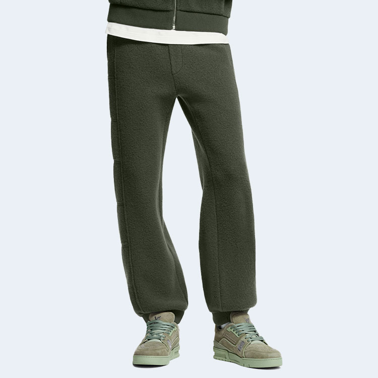 루이비통 퀼티드 텍스처드 울 팬츠 카키 1AGJPR