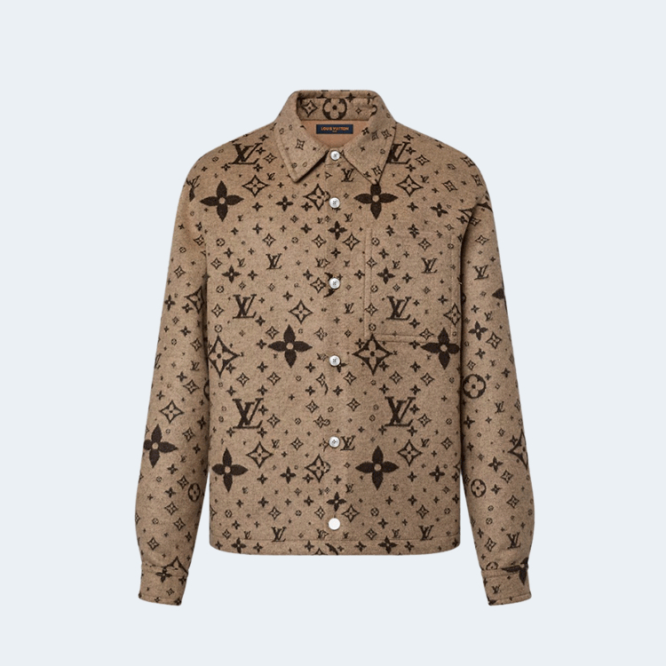 루이비통 모노그램 더블 페이스 울 실크 앤드 캐시미어 블렌드 오버셔츠