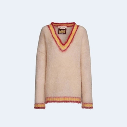 마르니 탠 스트라이프 트리밍 스웨터