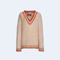 마르니 탠 스트라이프 트리밍 스웨터