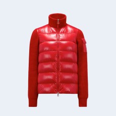 몽클레어 패치 로고 패딩 가디건 레드