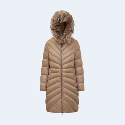 몽클레어 로고 CHANDRE 다운 롱 패딩 브라운