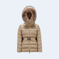 몽클레어 큐피돈 다운 벨트 롱 자켓 베이지