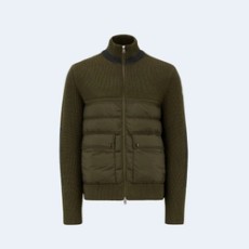 몽클레어 패딩 울 가디건 카키