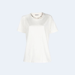 몽클레어 크리스탈 장식 티셔츠 화이트