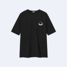 몽클레어 테니스 로고 패치 티셔츠 블랙