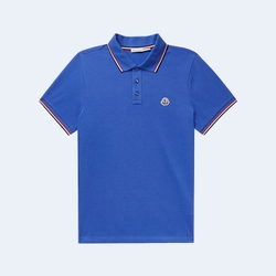 몽클레어 콘트라스트 팁 로고 폴로 셔츠 블루
