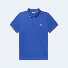 몽클레어 콘트라스트 팁 로고 폴로 셔츠 블루