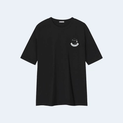 몽클레어 테니스 로고 패치 티셔츠 블랙